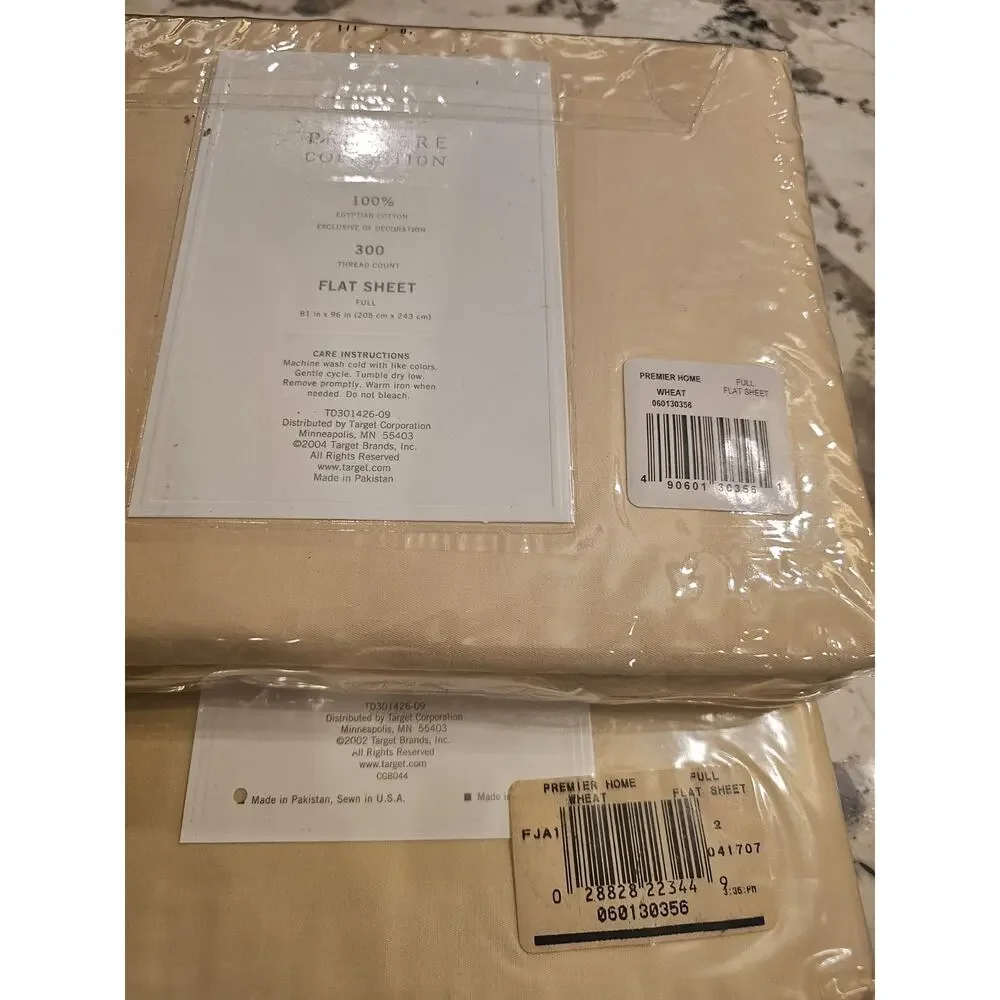 Target Home‎ lot 3 sheet 2-Flat 1-fitted 300 thread Egyptian Cotton Wheat NOS